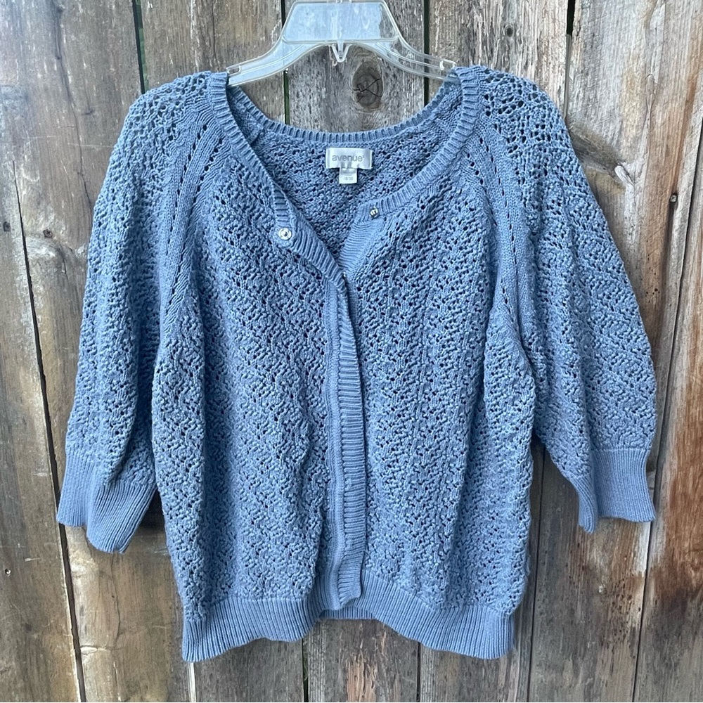 Avenue Crocheted Open-Knit Snap Closure Cardigan Sz. 18/20 - Picture 12 of 14